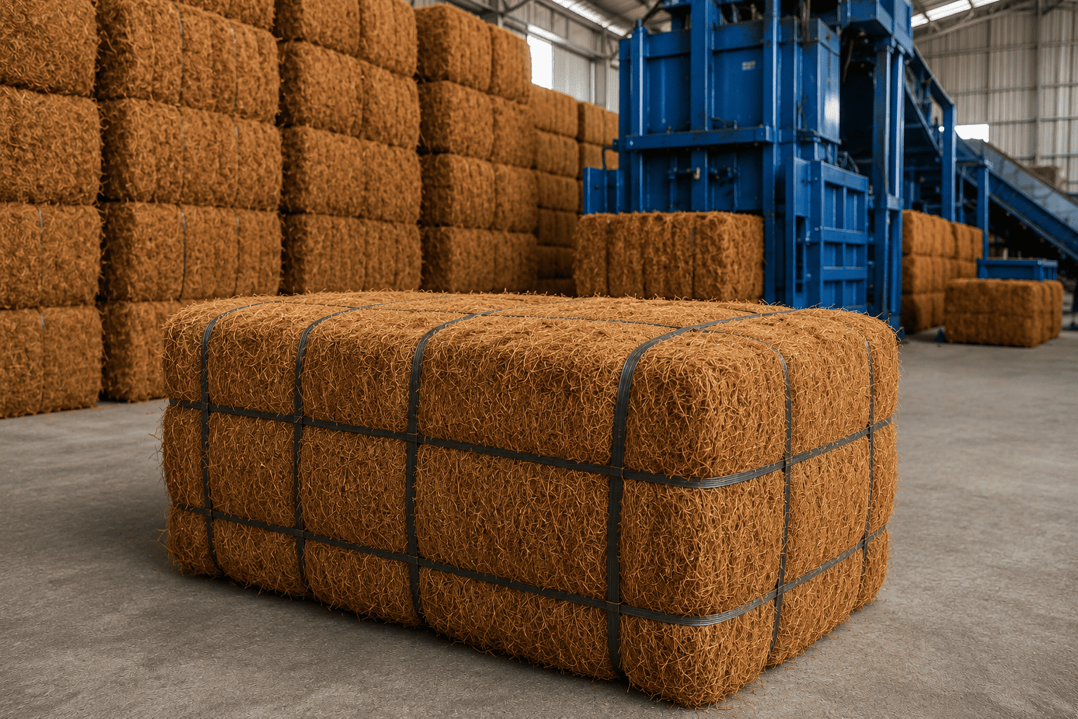 pengepresan cocofiber menjadi bal padat