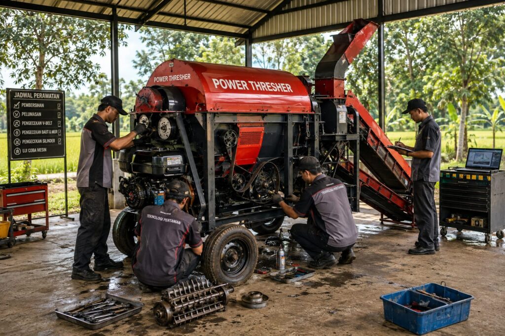 cara membersihkan mesin power tresher