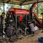cara membersihkan mesin power tresher