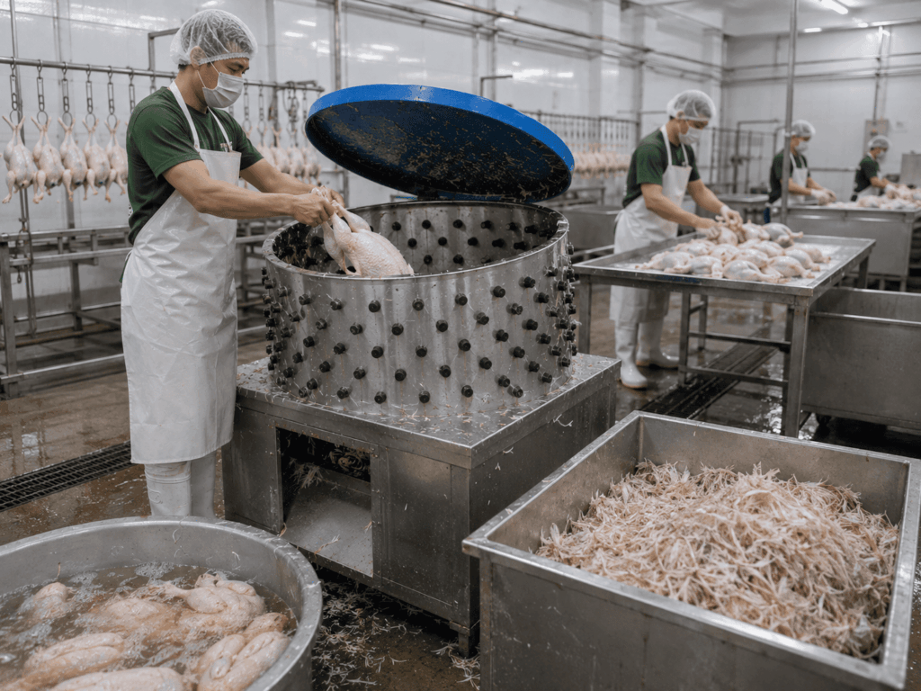 ayam direndam sebelum dicabut